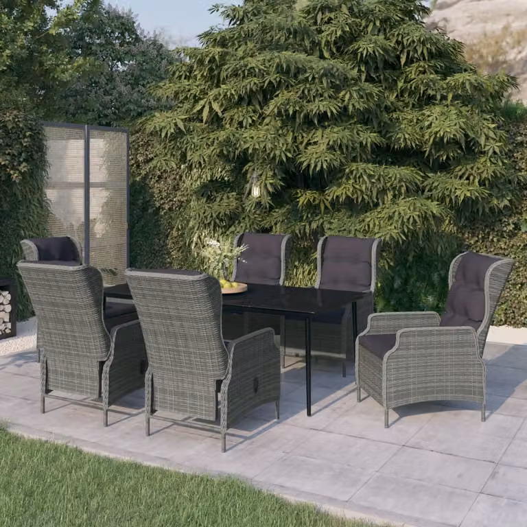 Maison Exclusive - Set da pranzo da giardino 7 pezzi, grigio chiaro