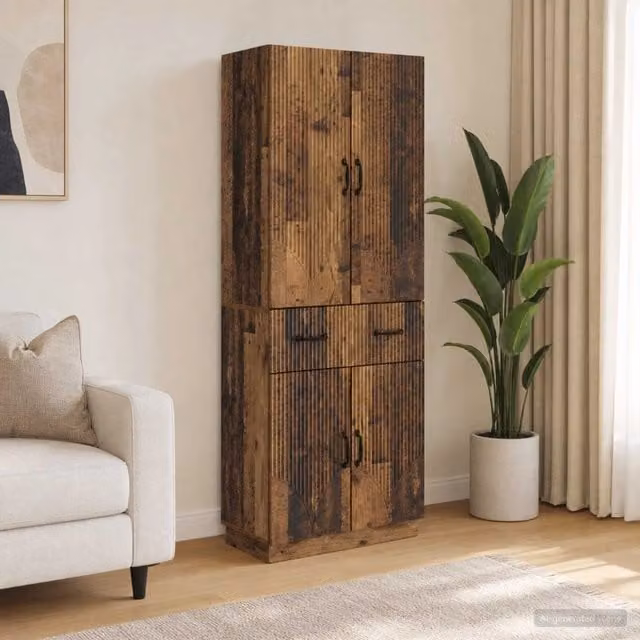 Set di 2 armadi moderni vidaXL in legno e MDF colore marrone con cassetti interni e ripiani
