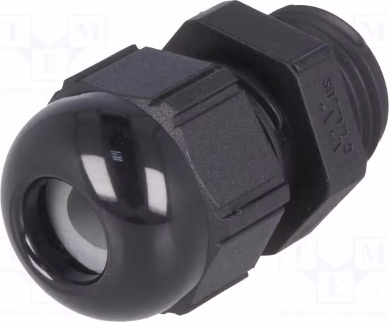 1 x Raccordo per cavo PG9, materiale: plastica nera, codice prodotto: 53015310, grado di protezione: IP68