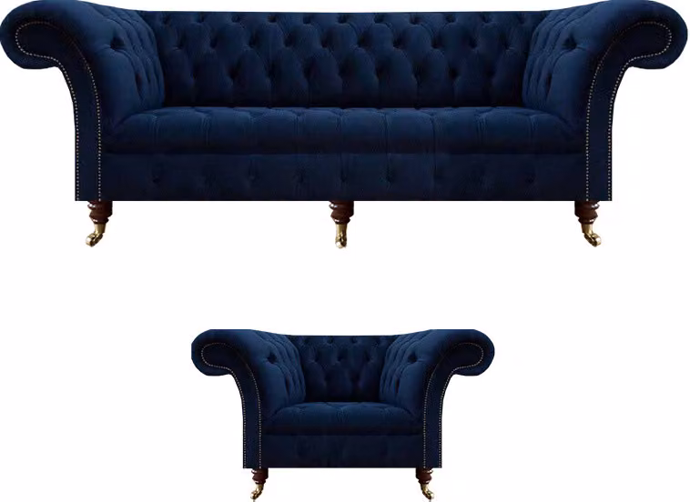 Luxus Polstermöbel Wohnzimmer Dreisitzer Sofa Couch Sessel Textil Einrichtung