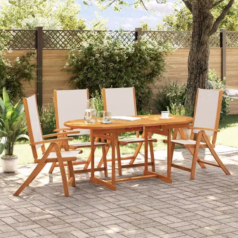 Maison Exclusive - Set da pranzo da giardino a 5 pezzi in legno massello di acacia e Textilene