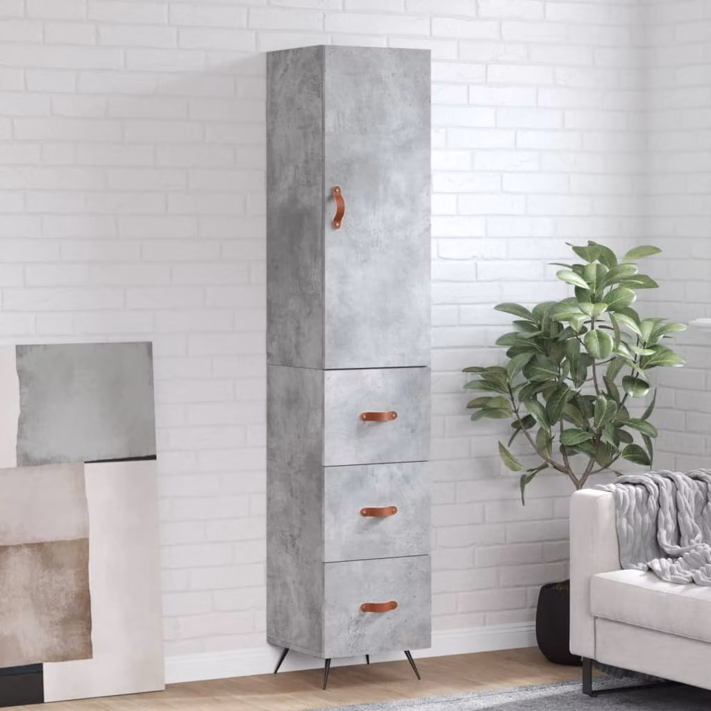 Credenza Industrial vidaXL in Legno e Metallo Grigio, L/P/H: 34,5 x 34 x 180 cm