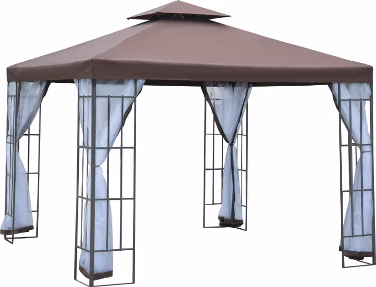 Outsunny, gazebo da giardino, tenda per feste, tenda da giardino, tenda per eventi, struttura a doppio tetto, dimensioni 3x3 metri