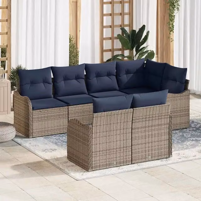 Set Divano da Giardino Grigio polyrattan 3345745