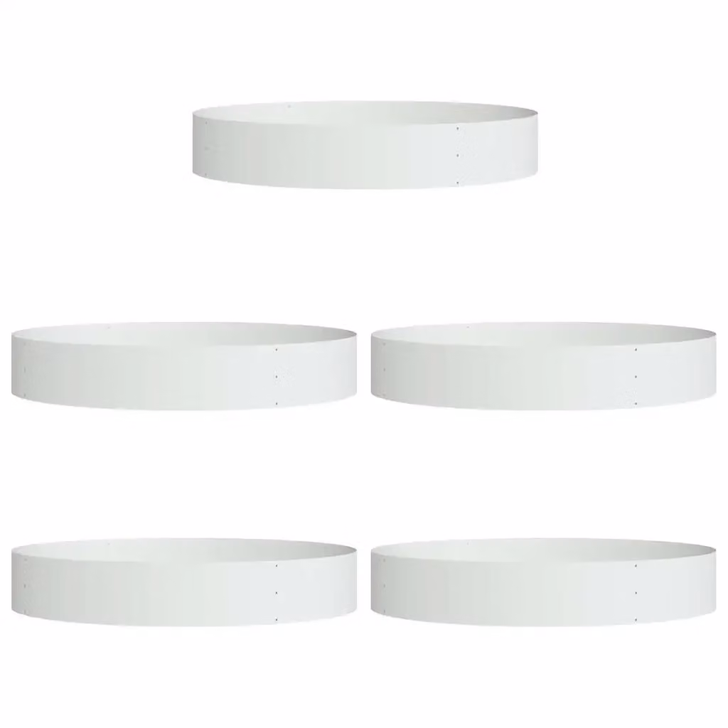 Set di 5 anelli di supporto per vaso vidaXL in acciaio, colore bianco, L 120 x P 120 x H 20 cm – 2