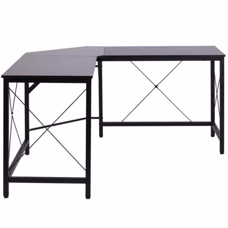 AIORBER Scrivania a L per computer, gambe regolabili, ampia superficie di lavoro, MDF, per ufficio e studio, 150x150x76cm, nero