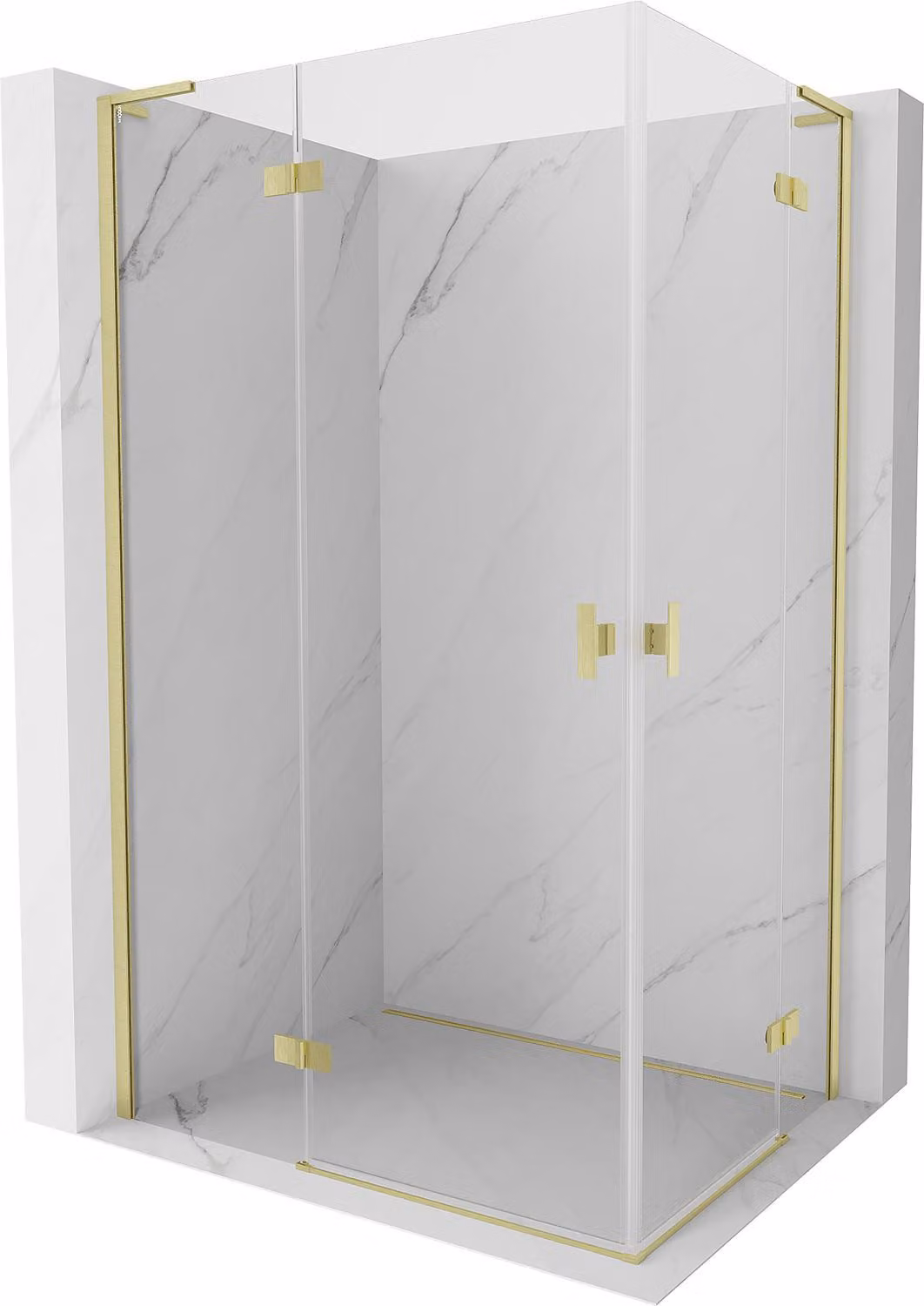Mexen Mist-H L Duo cabina doccia a battente sinistra 100 x 90 cm, trasparente, oro spazzolato - 8A5L-100L-090P-55-00