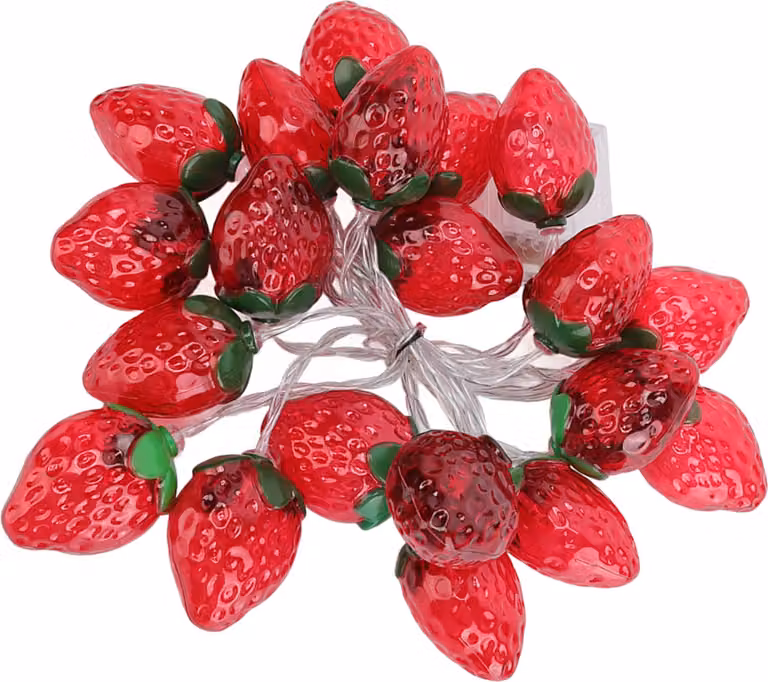 Ghirlanda luminosa a forma di frutta da 9,8 piedi con 20 LED, lampada a forma di fragola alimentata a batterie per le feste natalizie