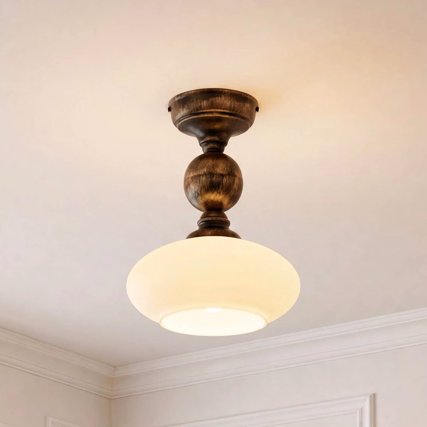Plafoniera soffitto Bolero Jupiter, dimmerabile, Crema / Ambra, Soggiorno / Sala da pranzo, Metallo, Antico, Plafoniera