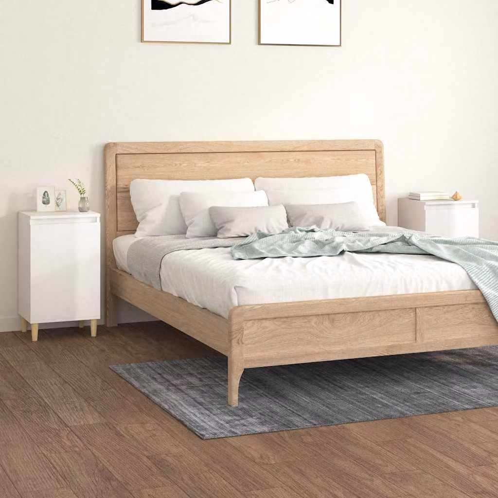 Set di 2 comodini vidaXL in legno multistrato bianco lucido L 40 cm x P 35 cm x H 70 cm