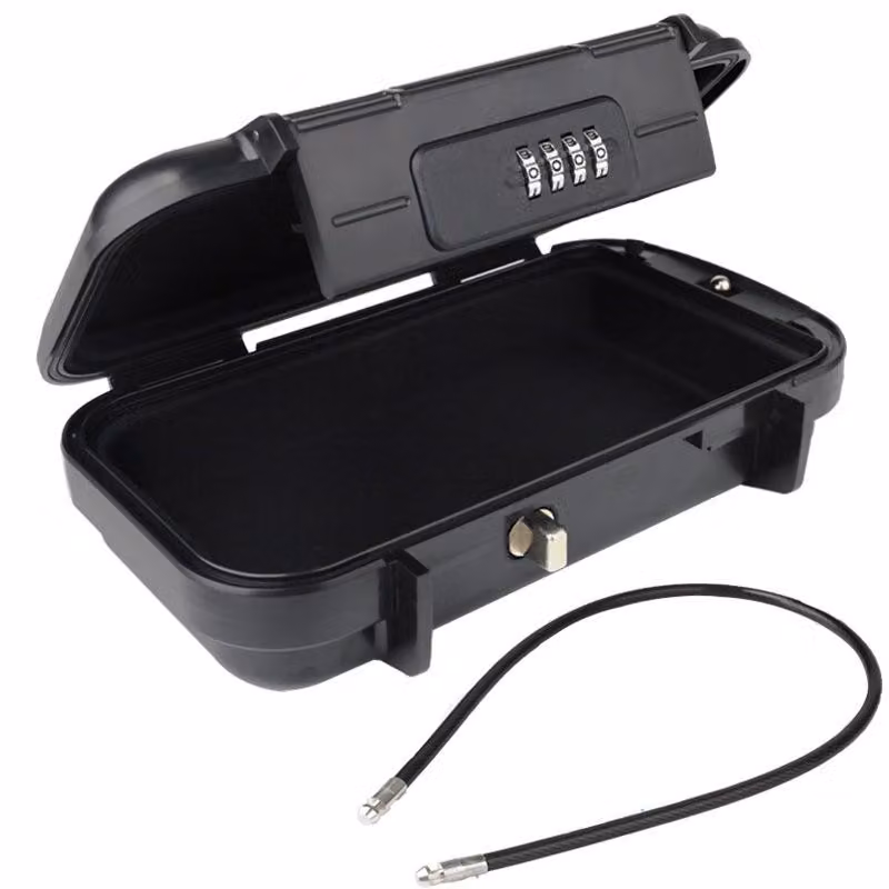 Cassaforte da viaggio con cavo – 23,5x14,1x6 cm – Cassaforte portatile con serratura a combinazione – Scatola impermeabile per oggetti di valore – ideale per la spiaggia, il campeggio, i viaggi e lo sport – Colore: nero