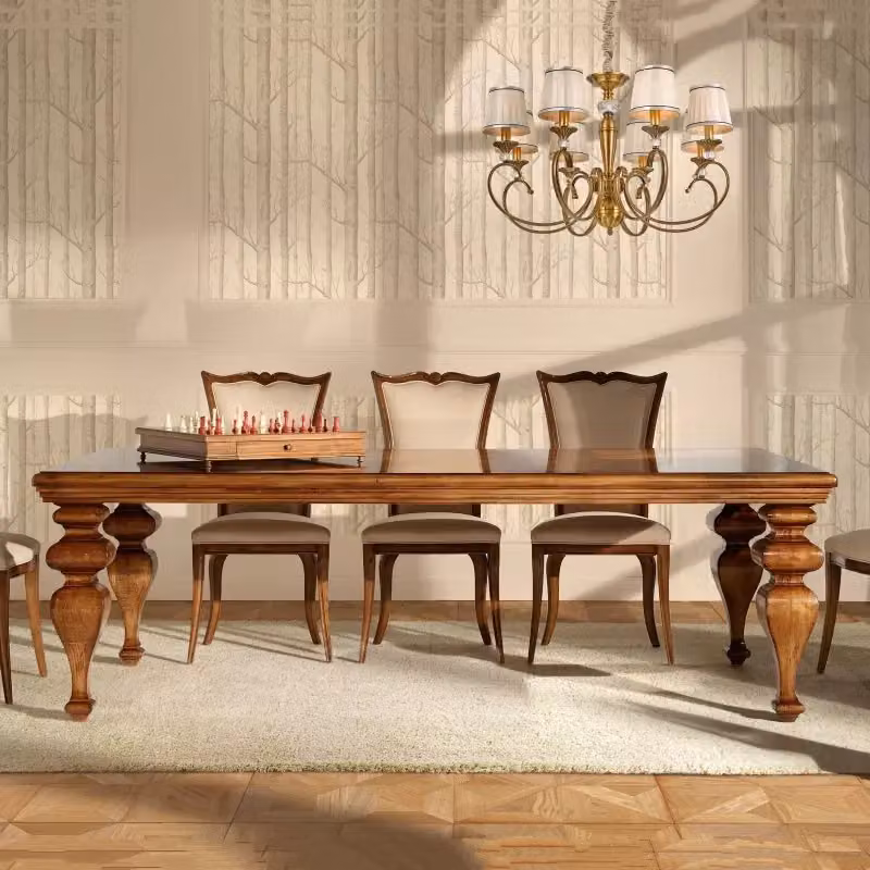 Tavolo rettangolare classico in legno di faggio color noce Mobili 2G L/P/H: 240 x 128 x 78 cm – 2
