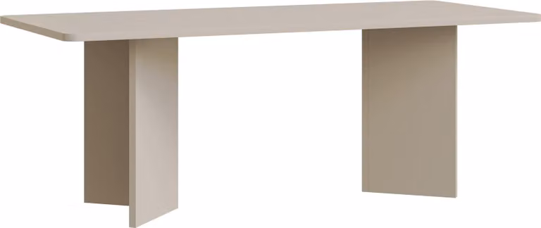 Selsey Qubeo – Tavolo da pranzo 204x90 cm, rettangolare con bordi arrotondati e struttura a montanti, grigio cashmere
