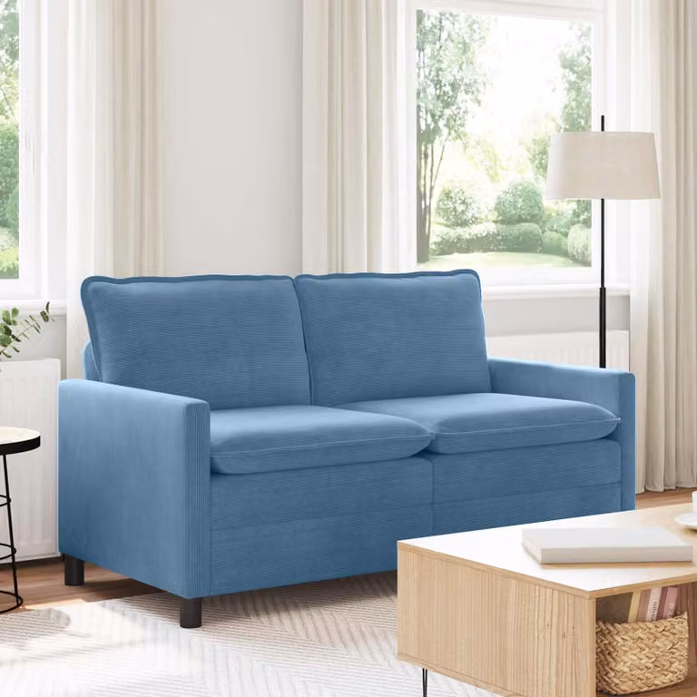 Divano blu vidaXL in tessuto con struttura in metallo e coperture rimovibili L: 156 cm, P: 81 cm, H: 87,5 cm