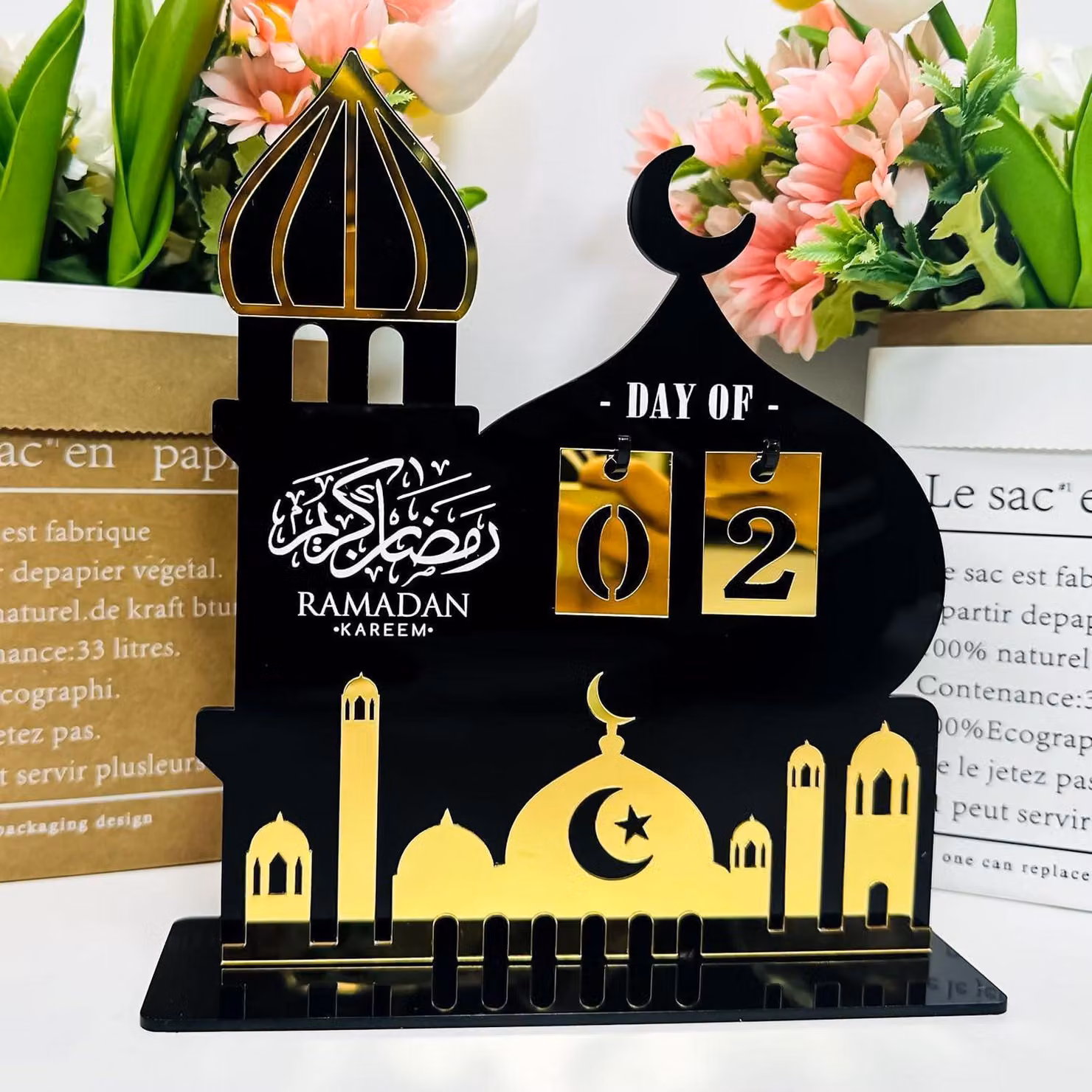Calendario del Ramadan 2026, conto alla rovescia, calendario dell'Avvento, decorazioni per la tavola, castello in acrilico, 30 giorni
