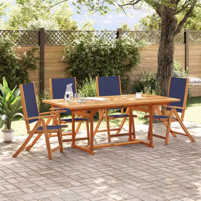 Maison Exclusive - Set da pranzo da giardino a 5 pezzi in legno massello di acacia e Textilene