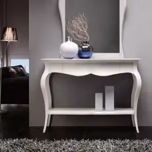 Consolle scrittoio ed entratina KIVIO in legno massiccio stile shabby chic colore bianco