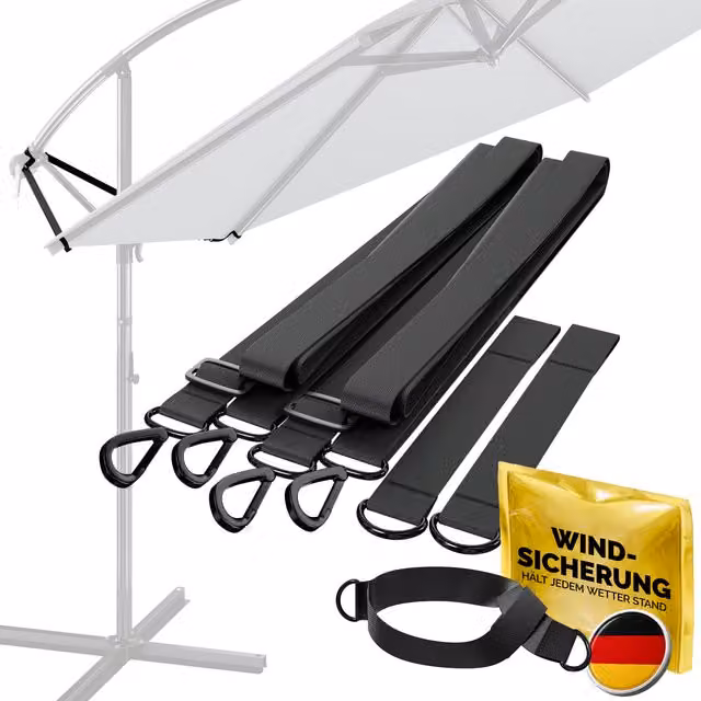 Kit di fissaggio antivento Kingsleeve per ombrellone decentrato in poliestere e metallo nero