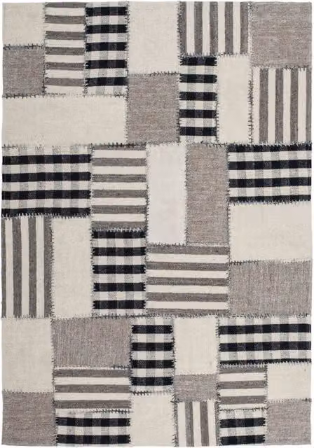 Tappeto rettangolare moderno Kendra Home in seta, lana e cotone, grigio e beige, L: 230 cm x P: 160 cm