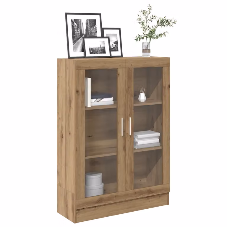 Libreria vidaXL in Rovere con Ante in Vetro per Soggiorno L: 82,5 cm, P: 30,5 cm, H: 115 cm