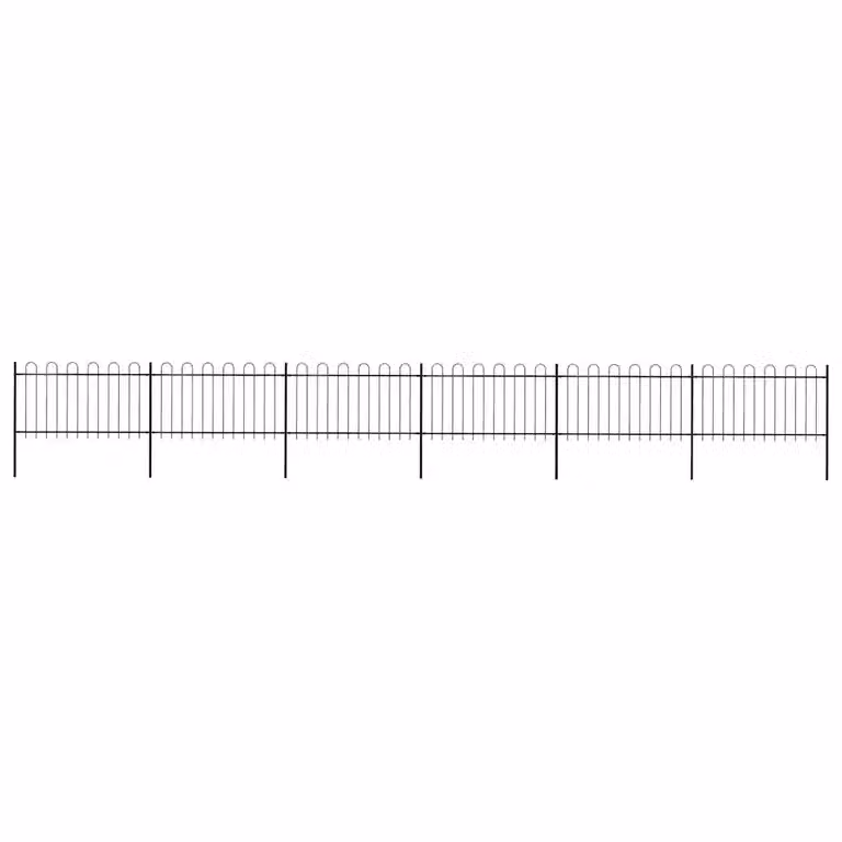 Recinzione da giardino vidaXL in acciaio con parte superiore ad anello, colore nero, L: 1005 cm, H: 100 cm