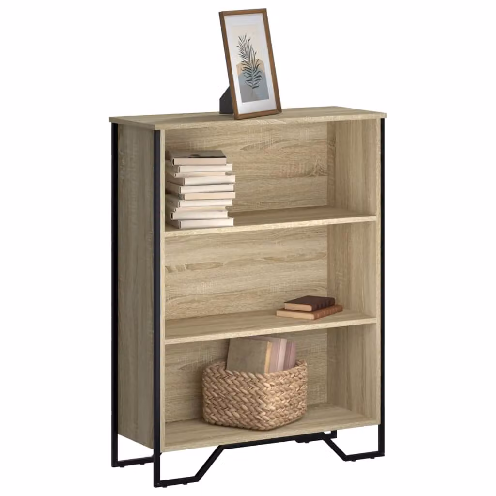 Libreria moderna vidaXL in legno e metallo, colore beige e marrone, L 80 cm x P 31 cm x H 106 cm