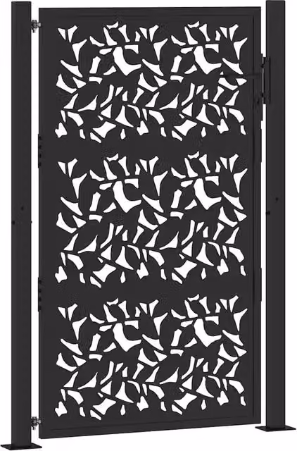 Cancello da giardino nero 100x150 cm in acciaio con design a foglia CFW6798222