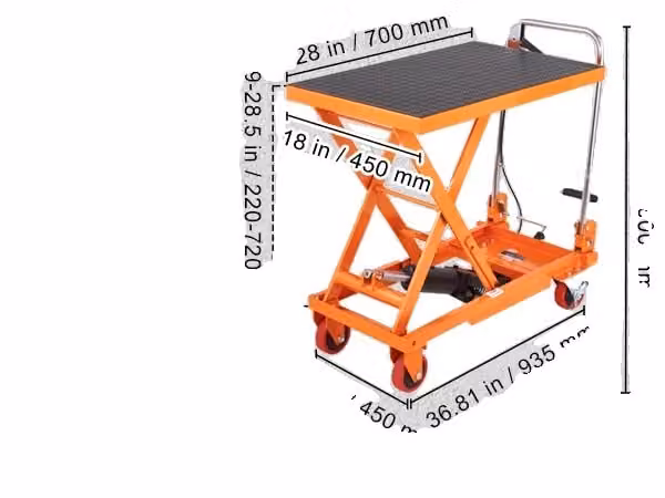 Carrello elevatore idraulico, portata 330/500 libbre, base antiscivolo, arancione 330 libbre