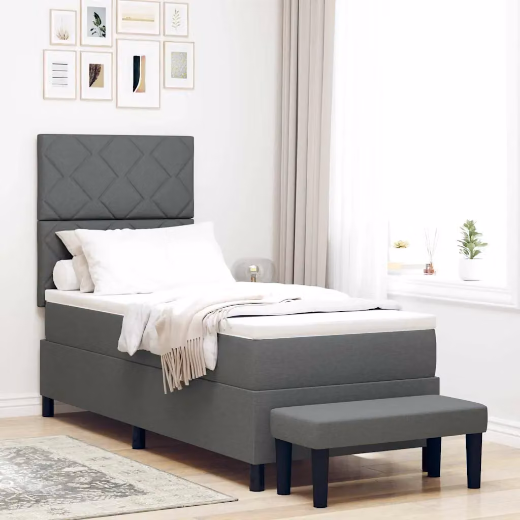 Letto ibrido con materasso e testiera vidaXL in tessuto Grigio, L 80 x P 200 cm – 1