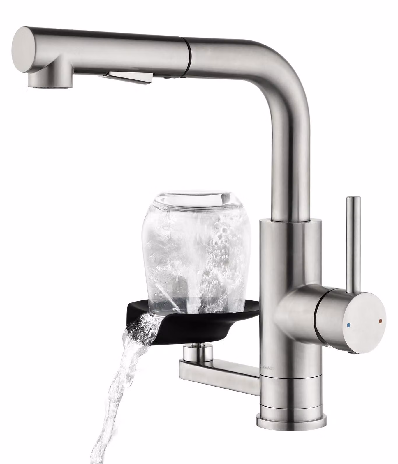 Miscelatore per lavabo con detergente per vetri, estensibile, in acciaio inossidabile