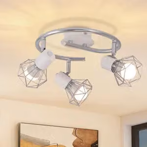 ZMH Faretto da soffitto Bianco 3 fiamme Faretto da parete Faretto da parete E14 Vintage Regolabile 350° Paralume in metallo Rotondo per Soggiorno Corridoio Camera da letto