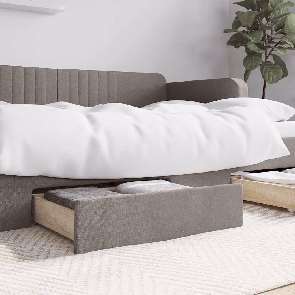 Set di 2 cassetti da letto vidaXL in legno multistrato e tessuto, colore tortora/beige/marrone/grigio