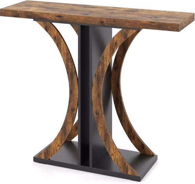Tavolo consolle DESIGN IN in stile industriale con struttura geometrica, ideale per ingresso, soggiorno o corridoio, Marrone, L: 100 cm, P: 30 cm, H: 80 cm – 1