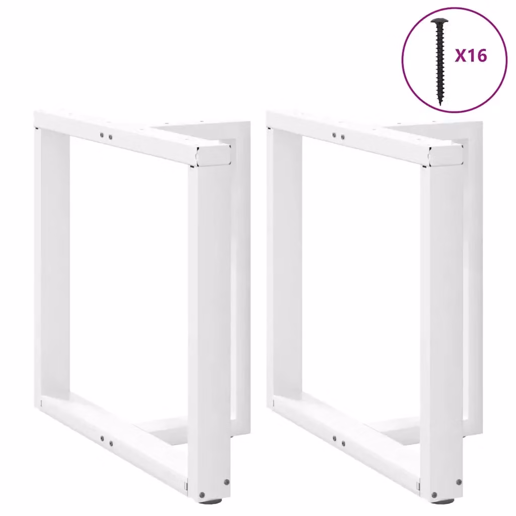 Coppia di gambe per tavolo da pranzo a forma di T vidaXL in metallo bianco, altezza regolabile, L/P/H: 80 x 35 x 73 cm