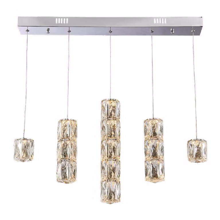 Lampada a sospensione LED POLAR 39W, 3000K, acciaio inox argento/chiaro, L: 70 W: 8 H: 140 cm