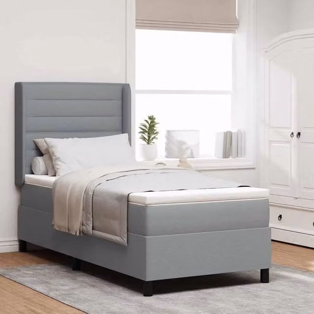 Letto ibrido con struttura in legno e tessuto grigio vidaXL L/P: 90 x 190 cm – 1