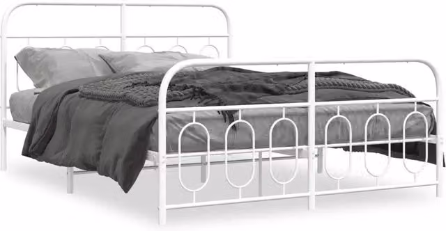 Letto matrimoniale DESIGN IN con testiera e pediera in metallo bianco L/P/H: 150 x 200 x 156 cm – 1