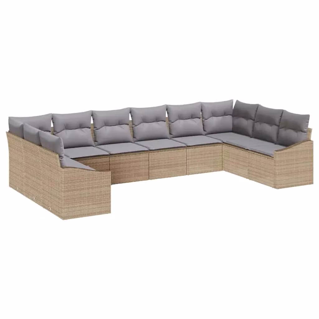 Set di divani da giardino vidaXL in polyrattan beige con cuscini e tavolino da esterno – 2