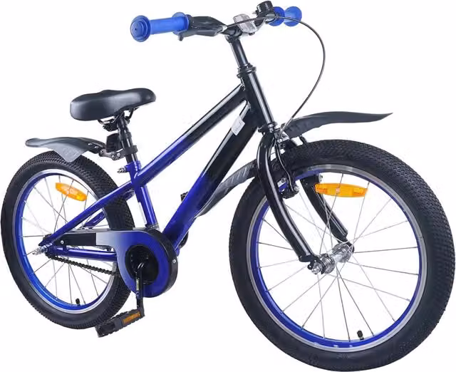 Bicicletta per bambini da 18 pollici in metallo e gomma, disponibile nei colori nero e blu – 1