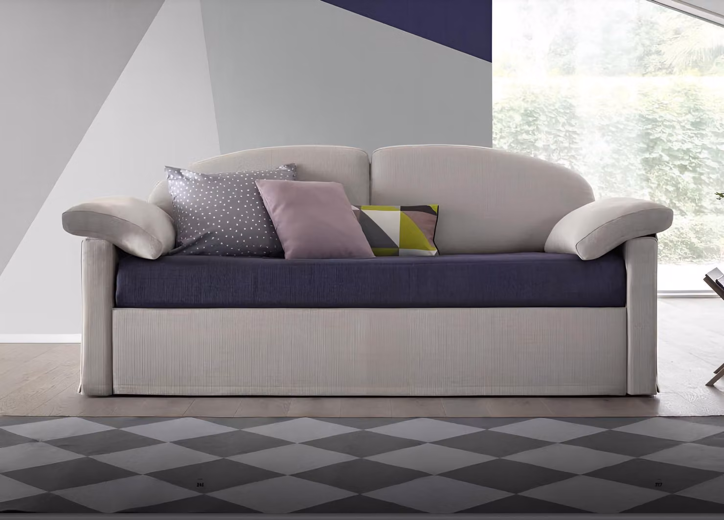 Design Sofa 3 Sitzer Couch Polster Luxus Textil Zweifarbig Italienische Möbel