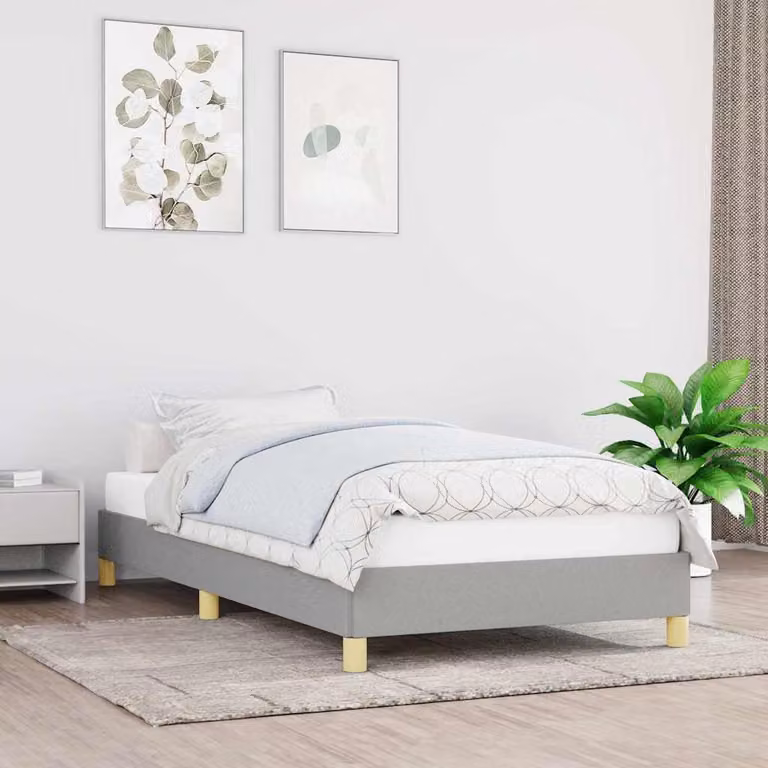 vidaXL Giroletto senza Materasso in Tessuto Grigio Chiaro L/P/H: 90 x 200 x 25 cm