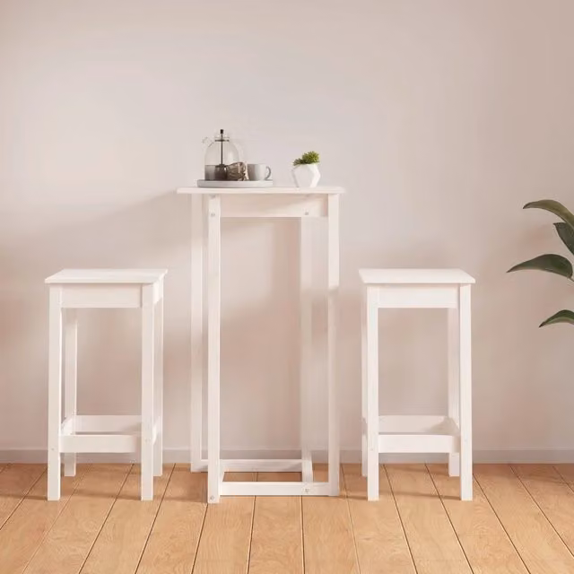 Set da giardino vidaXL in legno di pino bianco stile rustico composto da 3 pezzi