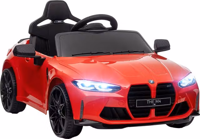 AIYAPLAY Macchina Elettrica per Bambini con Licenza BMW M4, Rossa, con Telecomando, Fari e Clacson, L: 108 cm, P: 69.5 cm, H: 51 cm