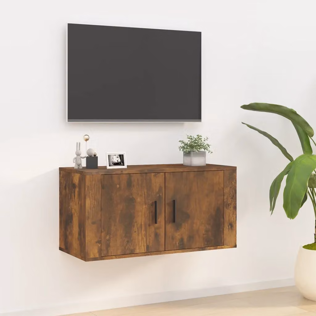 vidaXL Mobile Porta TV a Parete in Rovere Fumo, L 80 cm x P 34,5 cm x H 40 cm