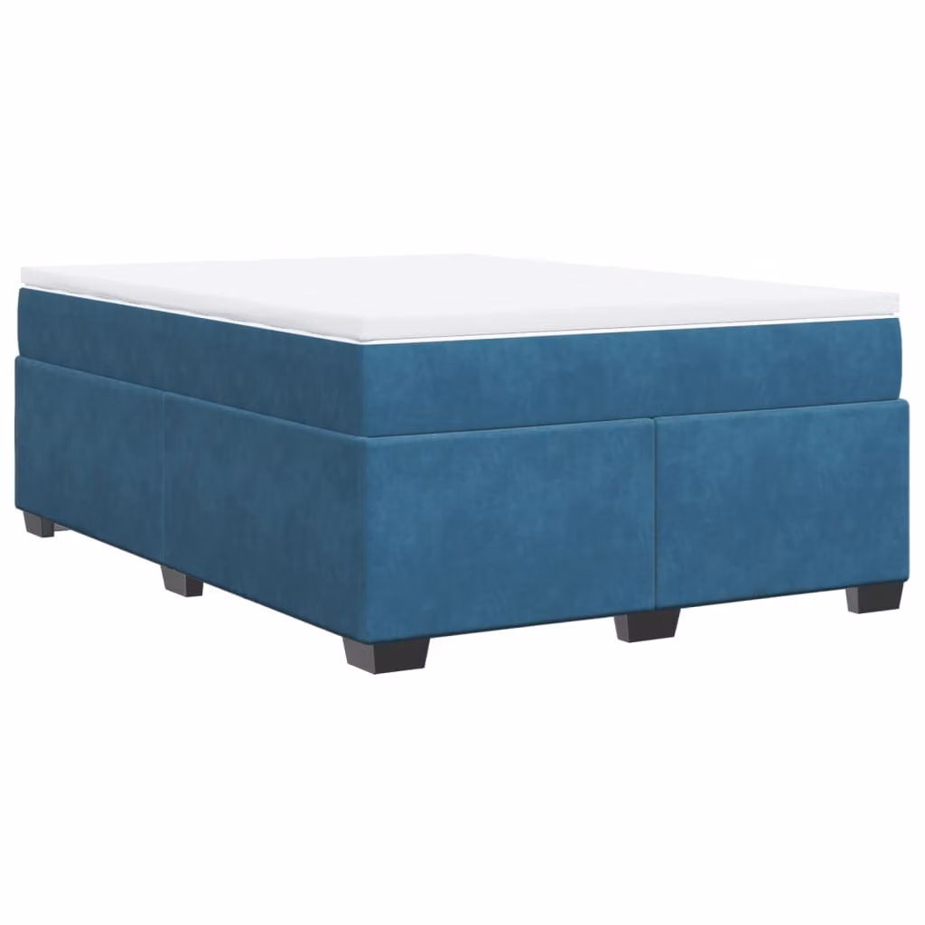 Giroletto a Molle con Materasso Blu Scuro 160x200 cm in Velluto