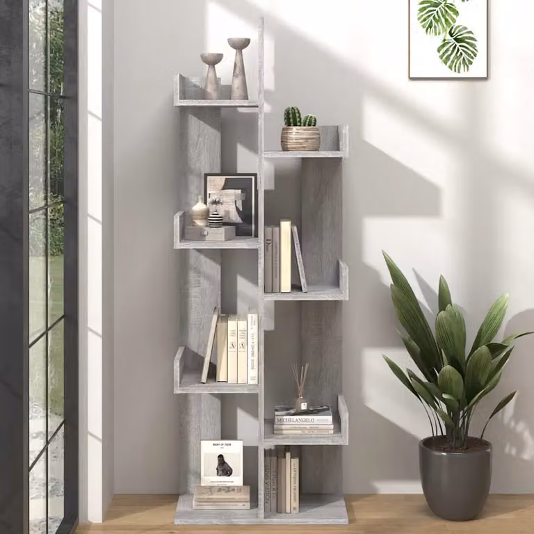 Libreria da parete vidaXL in legno e MDF Grigio Opaco L: 48 cm, P: 25,5 cm, H: 140 cm