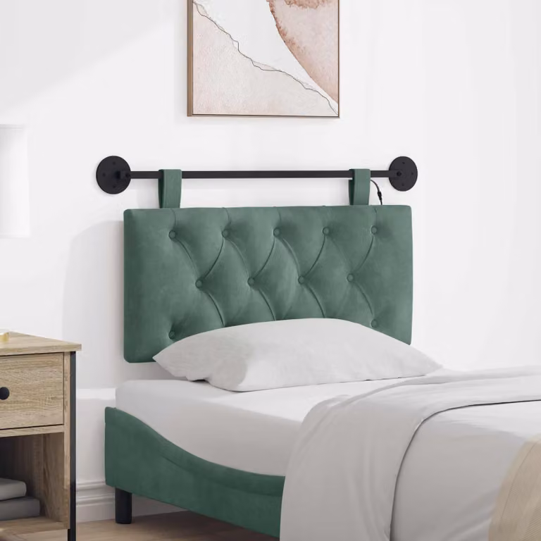 Testiera per letto sospesa vidaXL in velluto verde con illuminazione integrata