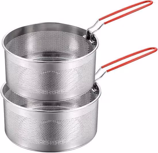 Set da 2 colini per pasta in acciaio inossidabile – Manici rimovibili – Filo fitto per pasta, verdure, patatine fritte e cottura