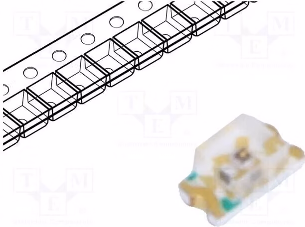 10 LED, colore giallo, 120 mcd, dimensioni 1,6 x 0,8 x 0,8 mm, angolo di visione 130°, tipo 0603, tensione di funzionamento 1,8÷2,6V, corrente 20mA, tecnologia SMD, modello FYLS-0603UYC, marca LED-Dio