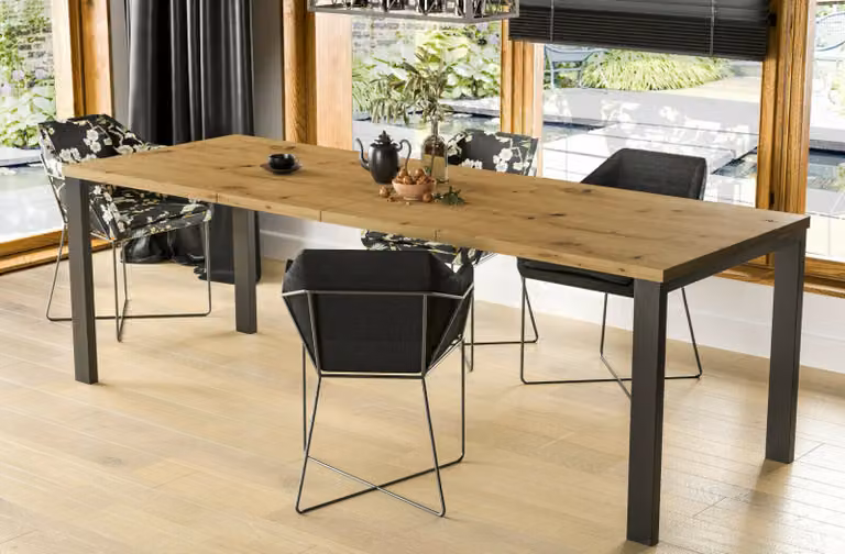 Endo-Möbel Garant tavolo da pranzo 130cm-265cm metallo allungabile tavolo da cucina con struttura in metallo (rovere Artisan)